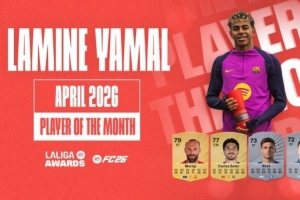 3场2球2助攻，官方：亚马尔当选西甲4月最佳，本赛季第三次获奖