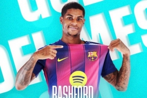 西甲官方：拉什福德对阵西班牙人凌空端射破门当选4月最佳进球